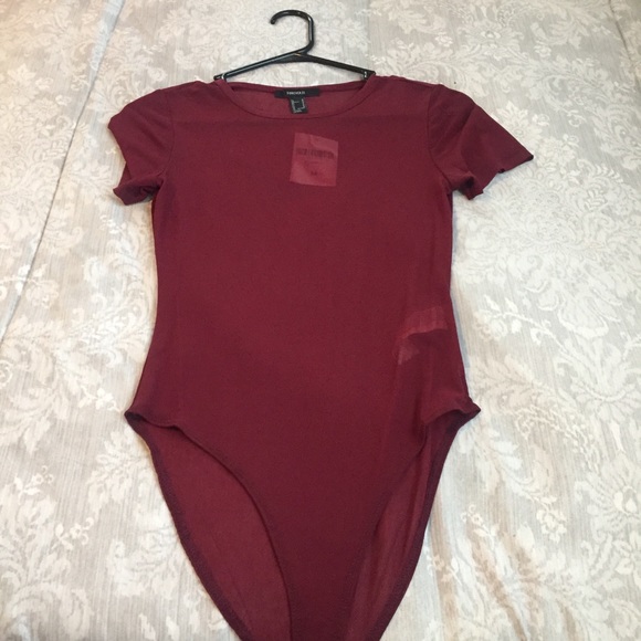 Forever 21 maroon sheer top - Picture 3 of 6